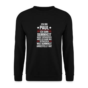 Paul - Unisex Pullover - Schwarz - Vorne - Alina (178cm) & Michal (187cm)