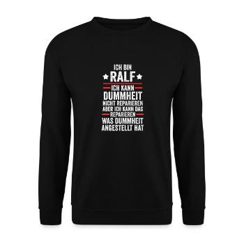 Ralf - Unisex Pullover - Schwarz - Vorne - Alina (178cm) & Michal (187cm)