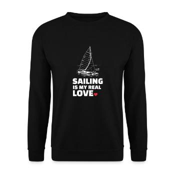 Ich Liebe Segeln - Unisex Pullover - Schwarz - Vorne - Alina (178cm) & Michal (187cm)