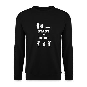 Dorf Dorfkind Land Landleben Bier Alkohol lustig - Unisex Pullover - Schwarz - Vorne - Alina (178cm) & Michal (187cm)