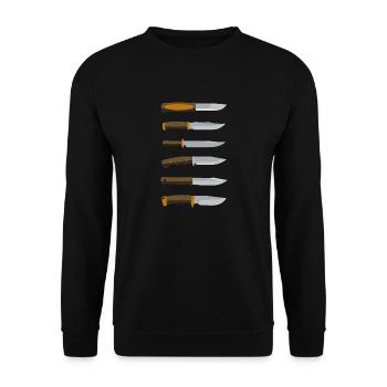 Messersammler Verschiedene Messer - Unisex Pullover - Schwarz - Vorne - Alina (178cm) & Michal (187cm)