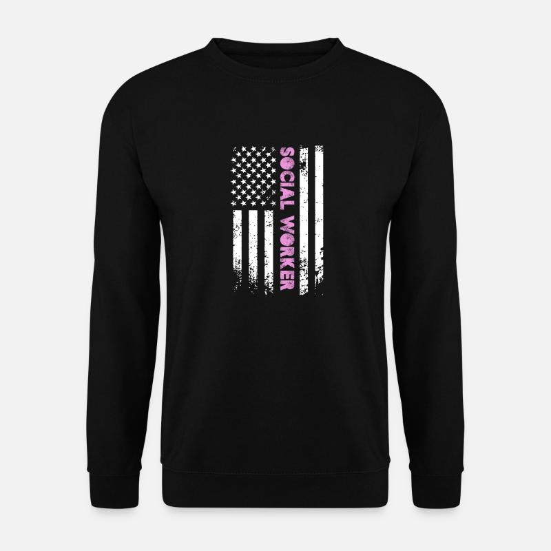 Travailleur social Drapeau américain - Sweat-shirt Unisexe - noir