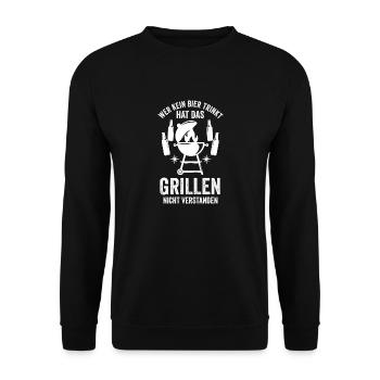 Bier Grillparty Grillmeister Grill Grillen - Unisex Pullover - Schwarz - Vorne - Alina (178cm) & Michal (187cm)
