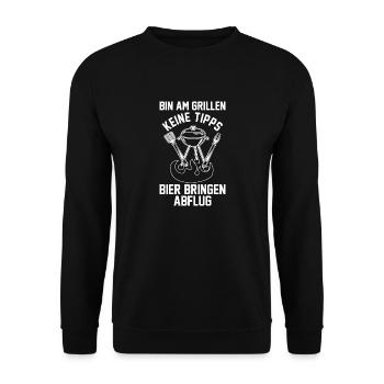 Bier Grillparty Grillmeister Grill Grillen - Unisex Pullover - Schwarz - Vorne - Alina (178cm) & Michal (187cm)