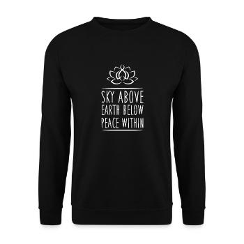 Yoga Geschenk für Yogis Meditation Geschenkidee Om - Unisex Pullover - Schwarz - Vorne - Alina (178cm) & Michal (187cm)