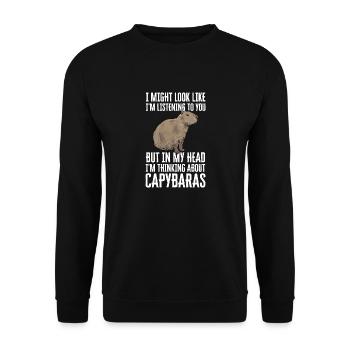 Capybara Nagetier - Unisex Pullover - Schwarz - Vorne - Alina (178cm) & Michal (187cm)