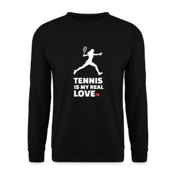 I love tennis - Unisex Sweatshirt - black - Front - Alina (178cm) & Michal (187cm)