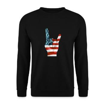 Drapeau américain sur une main Rock'n'Roll - Sweat-shirt Unisexe - noir - Devant - Alina (178cm) & Michal (187cm)