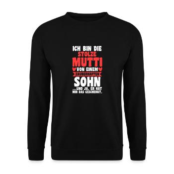 Mutter Sohn Muttertag Mama - Unisex Pullover - Schwarz - Vorne - Alina (178cm) & Michal (187cm)