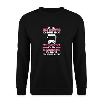 Bus Prinzessin Busfahrerin - Unisex Pullover - Schwarz - Vorne - Alina (178cm) & Michal (187cm)