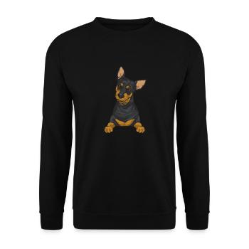 Miniature Pinscher Rehpinscher Min Pin Dog - Unisex Sweatshirt - black - Front - Alina (178cm) & Michal (187cm)
