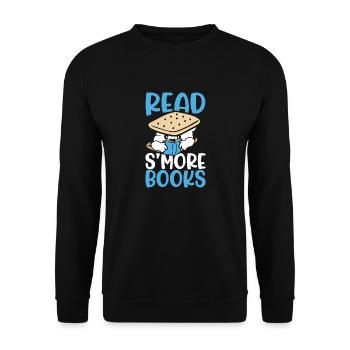 Read Smore Books Men Marshmallow Camping Campfire - Unisex Sweatshirt - black - Front - Alina (178cm) & Michal (187cm)