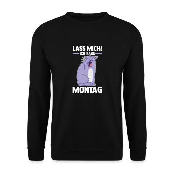 Lass Mich Ich Habe Montag Katzen - Unisex Pullover - Schwarz - Vorne - Alina (178cm) & Michal (187cm)