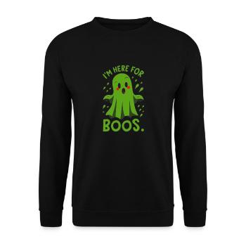 Spooky Cute Kawaii Ghost Design – Im Here For Boos - Unisex Sweatshirt - black - Front - Alina (178cm) & Michal (187cm)