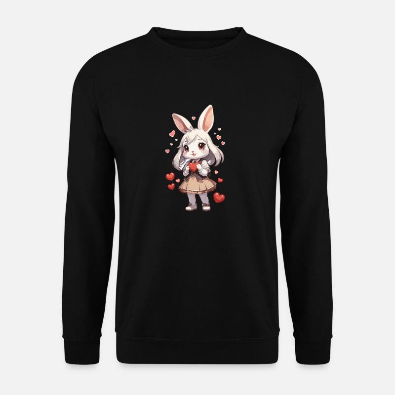 Kaninchen mit herzen - Unisex Pullover - Schwarz