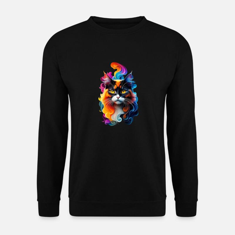 Katzen Bunte Katze Katzenkopf Katzenliebhaber - Unisex Pullover - Schwarz