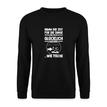 Aquarium Aquaristik Fische - Unisex Pullover - Schwarz - Vorne - Alina (178cm) & Michal (187cm)