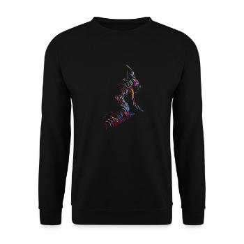Schöne weibliche Malkunst Zebra bunte Frau - Unisex Pullover - Schwarz - Vorne - Alina (178cm) & Michal (187cm)