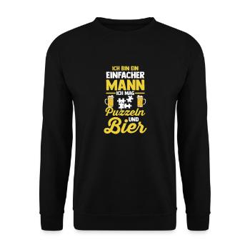 Puzzlefan Puzzler Puzzleteile Puzzle - Unisex Pullover - Schwarz - Vorne - Alina (178cm) & Michal (187cm)