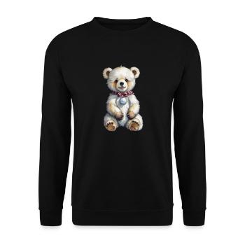 Niedlicher Weihnachtsbär - Unisex Pullover - Schwarz - Vorne - Alina (178cm) & Michal (187cm)