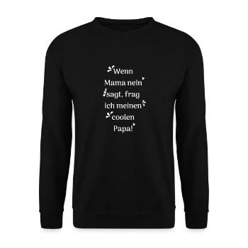 cooler Papa Spruch - Unisex Pullover - Schwarz - Vorne - Alina (178cm) & Michal (187cm)