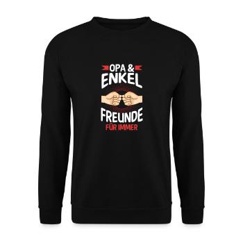 Großvater Opa und Enkel - Unisex Pullover - Schwarz - Vorne - Alina (178cm) & Michal (187cm)