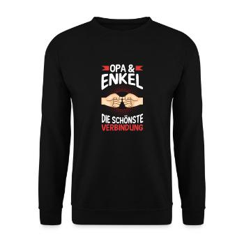 Großvater Opa und Enkel - Unisex Pullover - Schwarz - Vorne - Alina (178cm) & Michal (187cm)