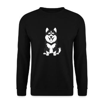 Humor kleiner Husky - Unisex Pullover - Schwarz - Vorne - Alina (178cm) & Michal (187cm)