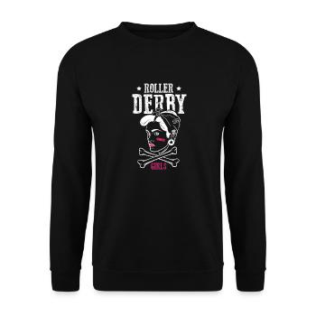 Roller Derby Skater Girl Rollerblading Inline - Unisex Pullover - Schwarz - Vorne - Alina (178cm) & Michal (187cm)