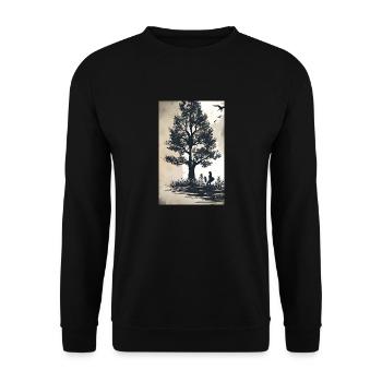 Baum am See - Unisex Pullover - Schwarz - Vorne - Alina (178cm) & Michal (187cm)