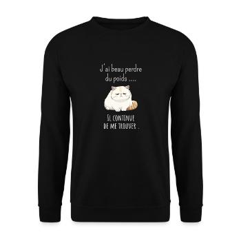 J’ai beau perdre poids il continue de me trouver - Sweat-shirt Unisexe - noir - Devant - Alina (178cm) & Michal (187cm)