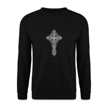 Mandala croix celtique - Sweat-shirt Unisexe - noir - Devant - Alina (178cm) & Michal (187cm)