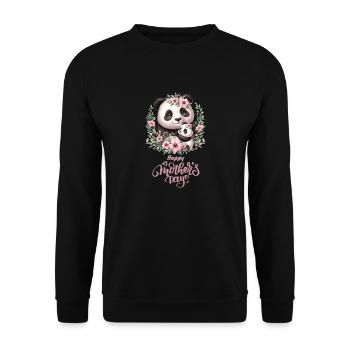 Happy Mother's Day Floral Wreath Mum Panda - Unisex Pullover - Schwarz - Vorne - Alina (178cm) & Michal (187cm)
