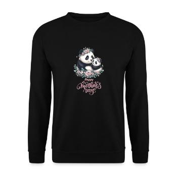 Happy Mother's Day Floral Wreath Mum Panda - Unisex Pullover - Schwarz - Vorne - Alina (178cm) & Michal (187cm)