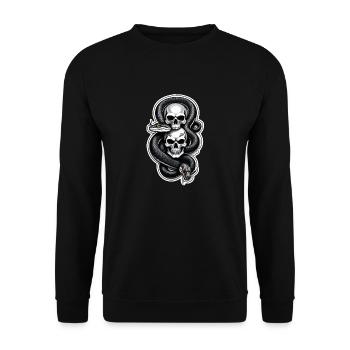 serpent squelette et tatouage - Sweat-shirt Unisexe - noir - Devant - Alina (178cm) & Michal (187cm)