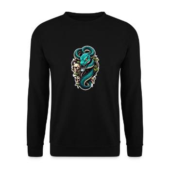 serpent squelette et tatouage - Sweat-shirt Unisexe - noir - Devant - Alina (178cm) & Michal (187cm)
