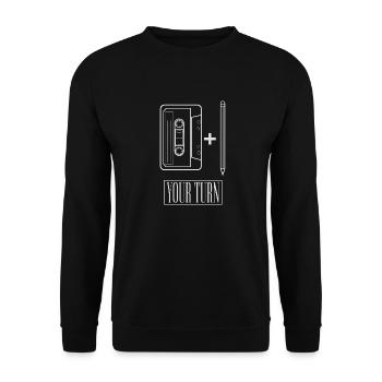 Cassette rétro plus stylo en blanc - Sweat-shirt Unisexe - noir - Devant - Alina (178cm) & Michal (187cm)