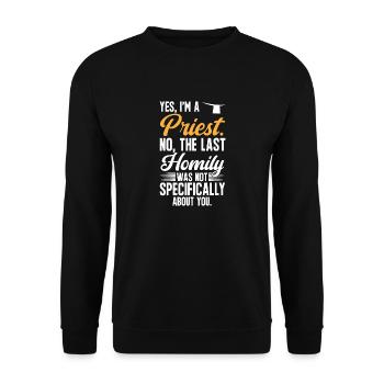 Priest Catholic Christian priest - Unisex Sweatshirt - black - Front - Alina (178cm) & Michal (187cm)