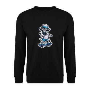 Zebra auf Skateboard Skater Skateboarding für - Unisex Pullover - Schwarz - Vorne - Alina (178cm) & Michal (187cm)