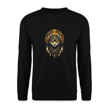 Gold Indischer Wolf - Unisex Pullover - Schwarz - Vorne - Alina (178cm) & Michal (187cm)