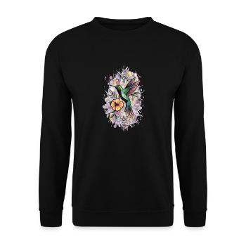Bunter Kolibri Vogel für Ornithologe - Unisex Pullover - Schwarz - Vorne - Alina (178cm) & Michal (187cm)