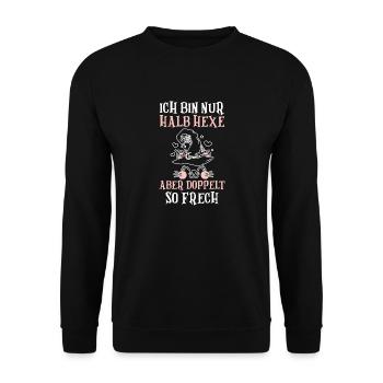 Costume d’Halloween Sorcière Chat Halloween - Sweat-shirt Unisexe - noir - Devant - Alina (178cm) & Michal (187cm)