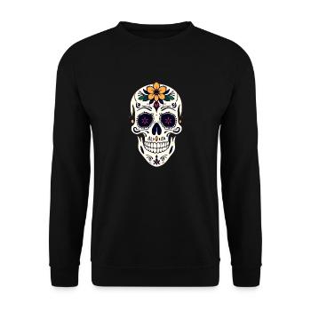 Mexican Muertos Day of the Dead Halloween Floral - Unisex Sweatshirt - black - Front - Alina (178cm) & Michal (187cm)