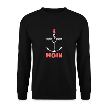 Möwe Anker Moin Möwe Maritime Motiv - Unisex Pullover - Schwarz - Vorne - Alina (178cm) & Michal (187cm)