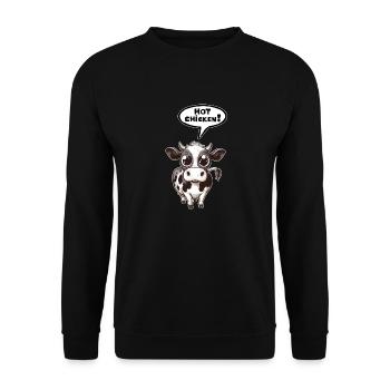 Vache bulle de dialogue Poulet chaud - Sweat-shirt Unisexe - noir - Devant - Alina (178cm) & Michal (187cm)