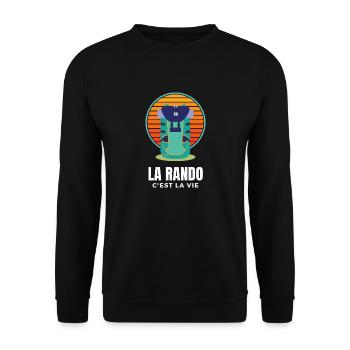 Wandern ist Leben. Humor, Leidenschaft, Wandern - Unisex Pullover - Schwarz - Vorne - Alina (178cm) & Michal (187cm)