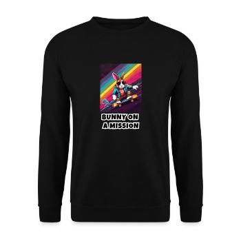 Bunny on a Mission - Unisex Sweatshirt - black - Front - Alina (178cm) & Michal (187cm)