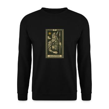 Odin the Allfather – Norse God Tarot Print - Unisex Sweatshirt - black - Front - Alina (178cm) & Michal (187cm)