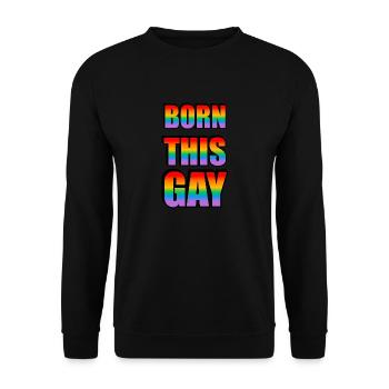 Né ce texte arc-en-ciel gay LGBT Pride - Sweat-shirt Unisexe - noir - Devant - Alina (178cm) & Michal (187cm)