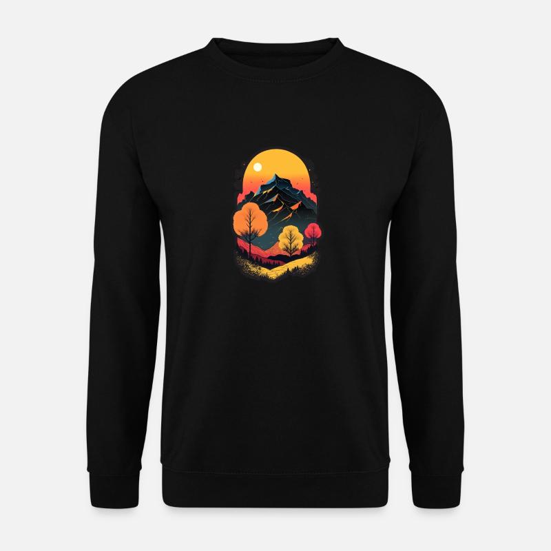 Berge Minimalismus Abstrakt Wald Tiere Retro Trend - Unisex Pullover - Schwarz